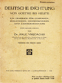 Image of Deutsche Dichtung Von Goethe Bis Heute: Ein Lesebuch für Gymnasien, Realschulen, Handelsschulen Und Lehrer-Seminare II, III