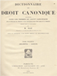 Image of Dictionnaire De Droit Canonique I: Abamita - Azzon