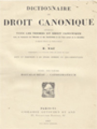 Image of Dictionnaire De Droit Canonique II: Baccalauréat - Cathedraticum