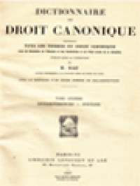 Image of Dictionnaire De Droit Canonique VI: Interférences - Pittoni