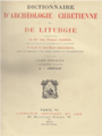 Image of Dictionnaire D'archéologie Chrétienne Et De Liturgie I.1: A - Amende