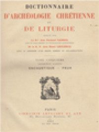 Image of Dictionnaire D'archéologie Chrétienne Et De Liturgie V.1: Encaustique - Feux
