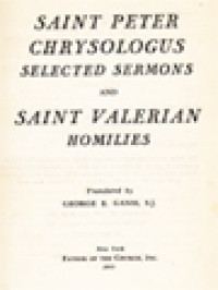 Image of The Fathers Of The Church 17: Saint Peter Chrysologus Selected Sermons And Saint Valerian Homilies