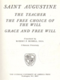 Image of The Fathers Of The Church 59: Saint Augustine: The Teacher, The Free Choice Of The Will, Grace And Free Will