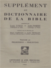 Image of Supplément Au Dictionnaire De La Bible, Fascicule 40-44: Pharisiens – Philistins; Philistins – Pirot; Pithom - Prédication Apostolique; Prédication Apostolique - Premiers-Nés; Premiers-Nés - Prophétes