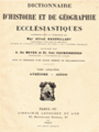 Image of Dictionnaire D'Histoire Et De Géographie Ecclésiastiques V: Athéisme - Azzon