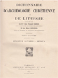 Image of Dictionnaire D'archéologie Chrétienne Et De Liturgie XI.2: Minister Altaris - Monza