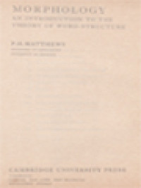 Image of Morphology: An Introduction To The Theory Of Word Structure