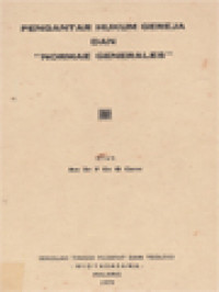 Image of Pengantar Hukum Gereja Dan 