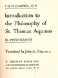 Image of Introduction To The Philosophy Of St. Thomas Aquinas III: Psychology