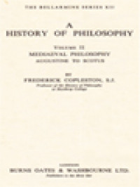 Image of A History Of Philosophy II: Mediaeval Philosophy Augustine To Scotus