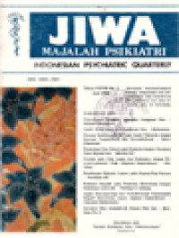 Image of JIWA - Majalah Psikiatri Indonesian Psychiatric Quarterly - Tahun XXVII No. 2 Juni 1994