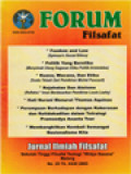 Forum Filsafat: Feedom And Law (Spinoza's Social Ethics), Politik Yang Beretika (Menyimak Ulang Gagasan Etika Politik Aristoteles), Kuasa, Wacana, Dan Etika (Suatu Telaah Dari Pemikiran Michael Foucault), Kejahatan Dan Ateisme (Refleksi Iman Berdasarkan Pemikiran Louis Leahy), Hati Nurani Menurut Thomas Aquinas, Perempuan Berhadapan Dengan Kekerasan Dan Ketidakadilan Dalam Tetralogi Pramoedya Ananta Toer, Membangkitkan Kembali Semangat Nasionalisme Kita