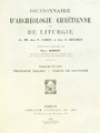 Image of Dictionnaire D'archéologie Chrétienne Et De Liturgie CLXXV: Tropaeum Trajani - Vienne En Dauphine