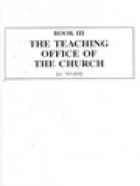Image of The Teaching Office Of The Church [cc. 747-833] Book III