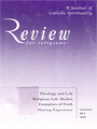 Image of Review For Religius: Theology And Life Religious Life Models Exemplars Of Faith Sharing Experience (Marriage And Celibacy: Rivals Or Complements? 411-426)
