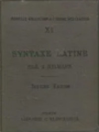 Image of Syntaxe Latine D'apres Les Principes De La Grammaire Historique