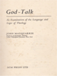 Image of God-Talk: An Examination Of The Language And Logic Of Theology