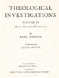 Image of Theological Investigations, Volume IV: More Recent Writings