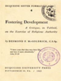 Image of Fostering Development: A Critique, In Tabloid, On The Exercise Of Religious Authority