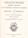 Constitutiones Ordinis Fratrum Beatissimae Virginis Mariae De Monte Carmelo