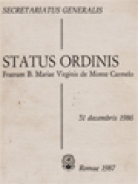 Image of Status Ordinis Fratrum B. Mariae Virginis De Monte Carmelo, Die 31 Decembris 1986