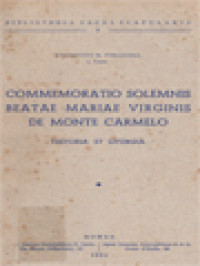 Image of Commemoratio Solemnis Beatae Mariae Virginis De Monte Carmelo: Historia Et Liturgia