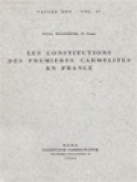 Image of Les Constitutions Des Premieres Carmelites En France