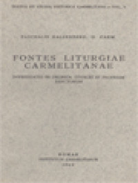 Image of Fontes Liturgiae Carmelitanae: Investigatio In Decreta, Codices Et Proprium Sanctorum